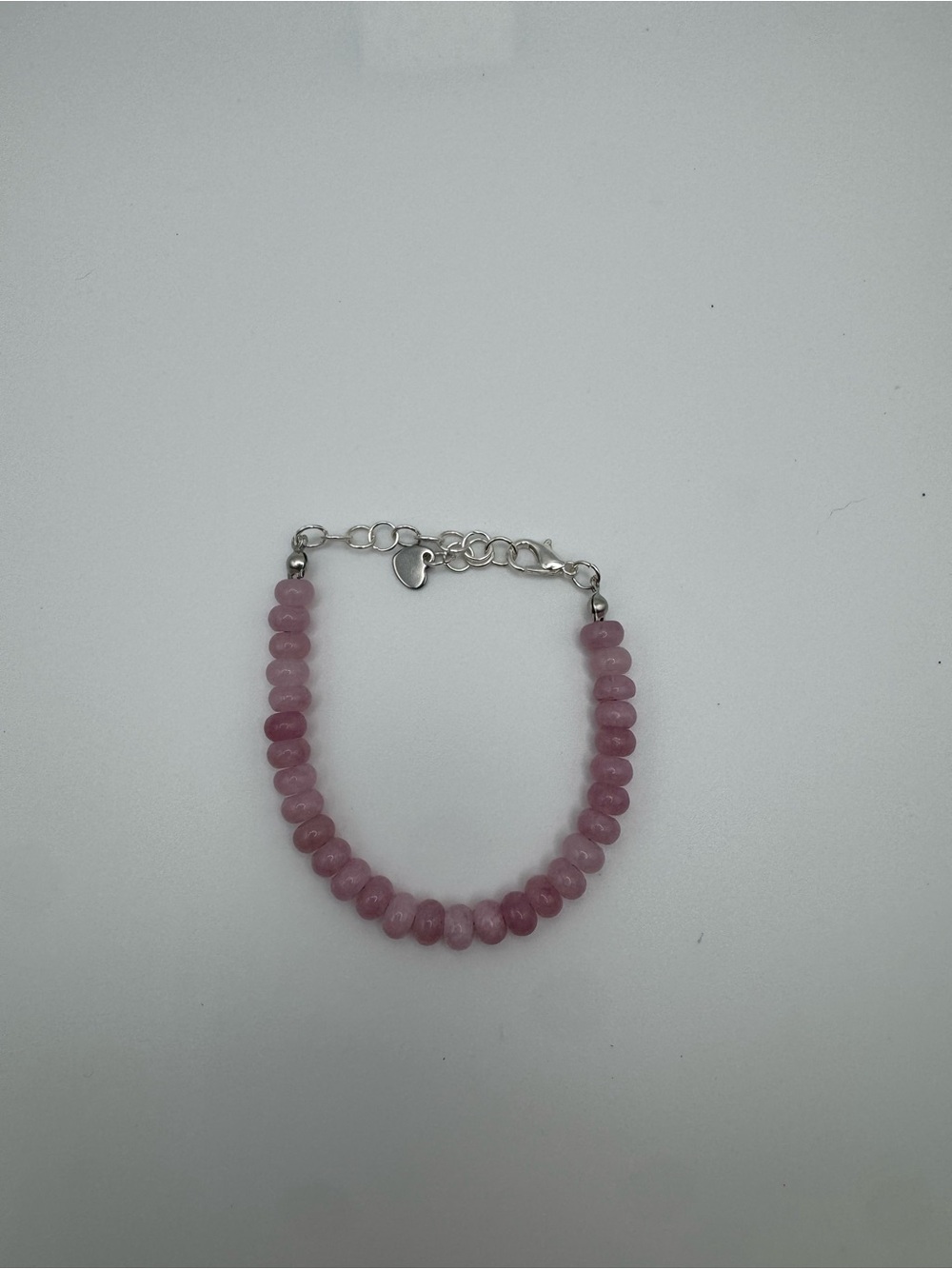 Pink Beaded Bracelet with Silver Clasp